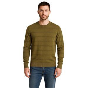 Treasure‎ & Bond Mens Olive Green Striped Long Sleeve Cotton Sweater Size L